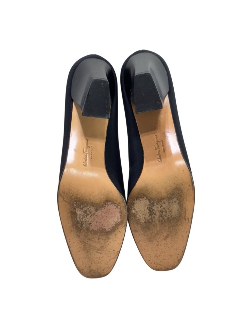 Salvatore Ferragamo Black Suede Block Heel Pumps Womens Size 6AA Classy Made In - Picture 7 of 14